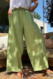 Rustic Nature Linen Blend Pocket Pleat Wide Leg Washed Lawn